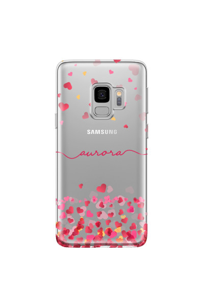 SAMSUNG - Galaxy S9 - Soft Clear Case - Scattered Hearts
