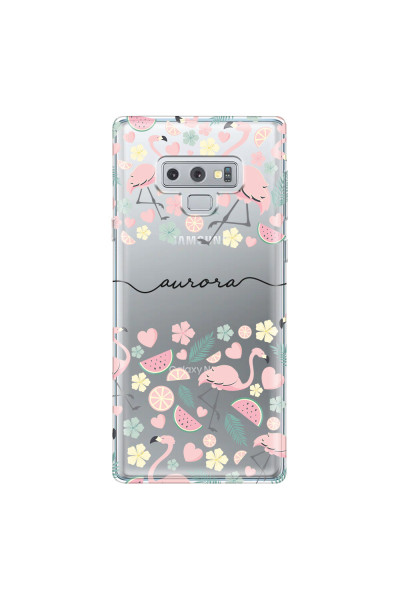 SAMSUNG - Galaxy Note 9 - Soft Clear Case - Monogram Flamingo Pattern III
