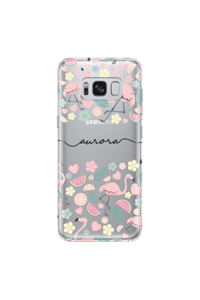 SAMSUNG - Galaxy S8 Plus - Soft Clear Case - Monogram Flamingo Pattern III