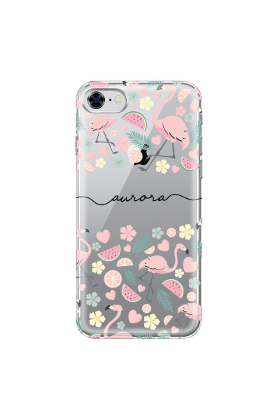 APPLE - iPhone 8 - Soft Clear Case - Monogram Flamingo Pattern III