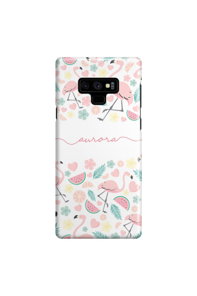 SAMSUNG - Galaxy Note 9 - 3D Snap Case - Clear Flamingo Handwritten
