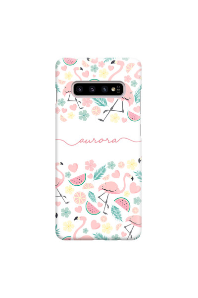 SAMSUNG - Galaxy S10 Plus - 3D Snap Case - Clear Flamingo Handwritten