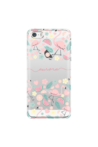 APPLE - iPhone 5S - Soft Clear Case - Clear Flamingo Handwritten