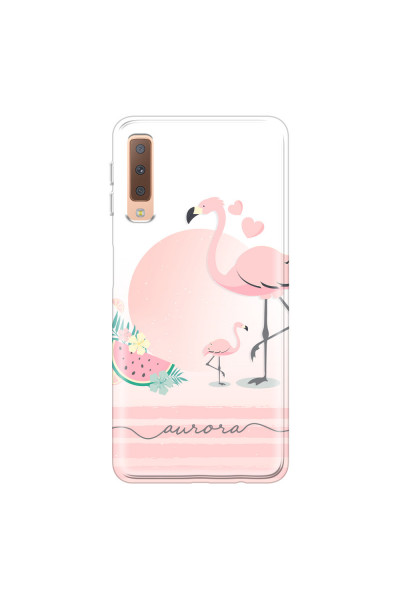 SAMSUNG - Galaxy A7 2018 - Soft Clear Case - Flamingo Vibes Handwritten