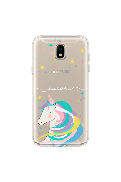 SAMSUNG - Galaxy J3 2017 - Soft Clear Case - Clear Unicorn Handwritten White