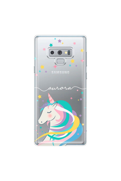SAMSUNG - Galaxy Note 9 - Soft Clear Case - Clear Unicorn Handwritten White