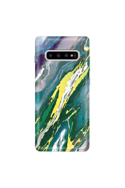 SAMSUNG - Galaxy S10 - Soft Clear Case - Marble Rainforest Green