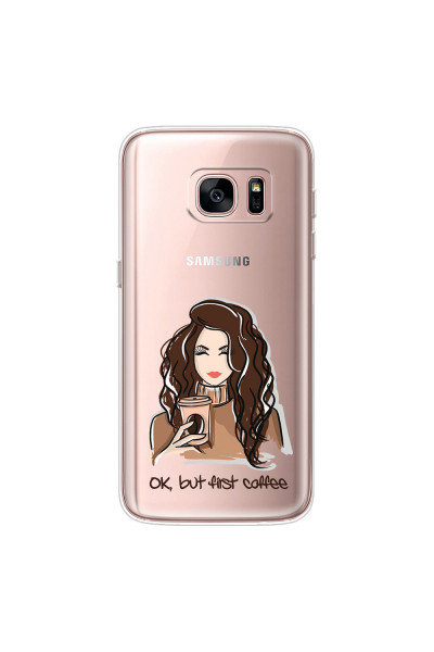 SAMSUNG - Galaxy S7 - Soft Clear Case - But First Coffee