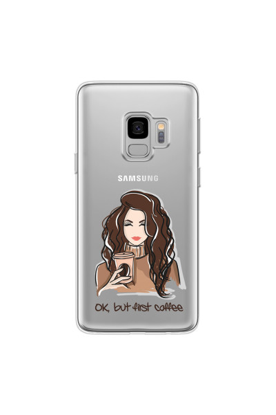 SAMSUNG - Galaxy S9 - Soft Clear Case - But First Coffee
