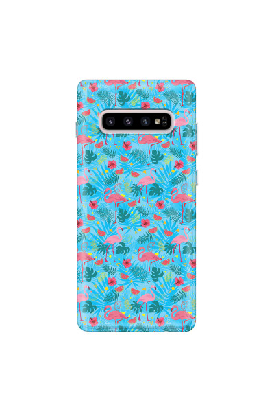 SAMSUNG - Galaxy S10 - Soft Clear Case - Tropical Flamingo IV