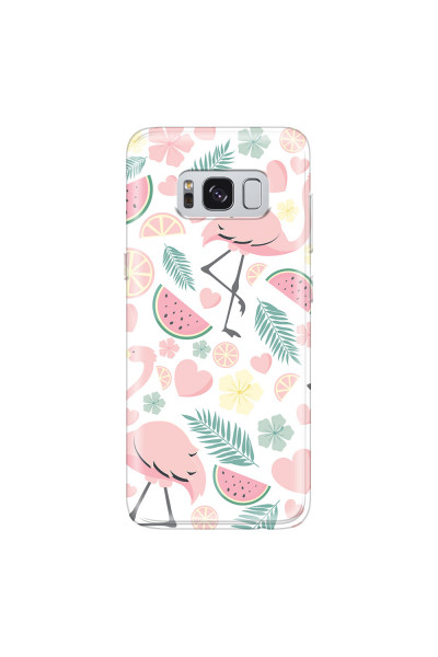 SAMSUNG - Galaxy S8 Plus - Soft Clear Case - Tropical Flamingo III