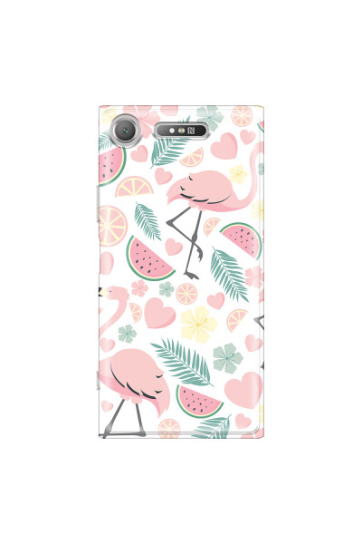SONY - Sony XZ1 - Soft Clear Case - Tropical Flamingo III