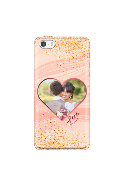 APPLE - iPhone 5S - Soft Clear Case - Glitter Love Heart Photo