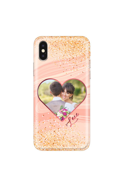 APPLE - iPhone XS Max - Soft Clear Case - Glitter Love Heart Photo