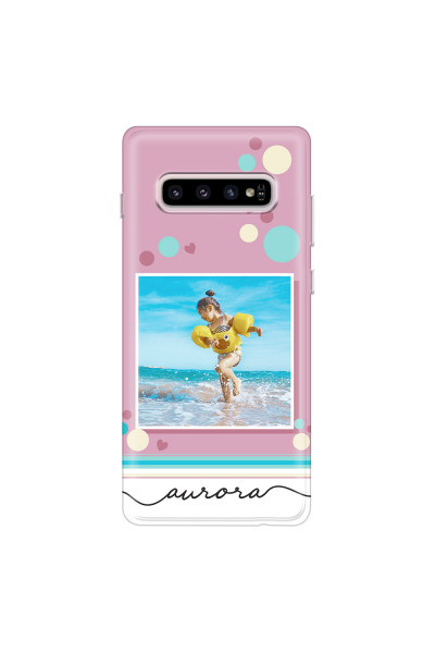 SAMSUNG - Galaxy S10 - Soft Clear Case - Cute Dots Photo Case