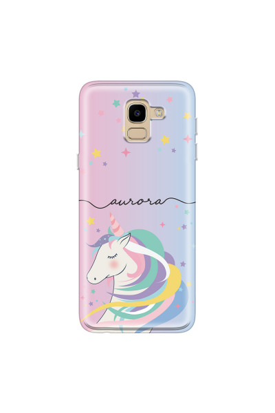 SAMSUNG - Galaxy J6 - Soft Clear Case - Pink Unicorn Handwritten