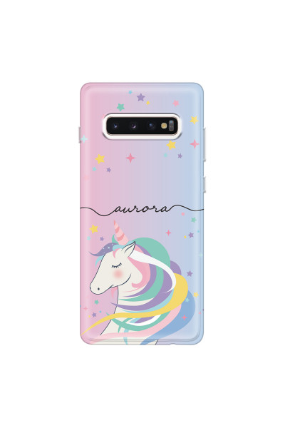 SAMSUNG - Galaxy S10 Plus - Soft Clear Case - Pink Unicorn Handwritten