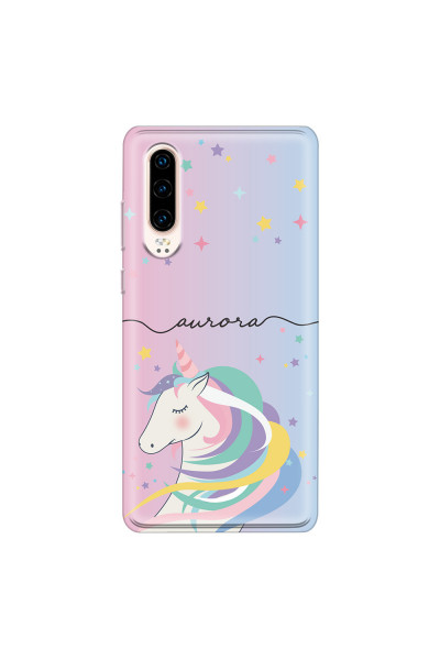HUAWEI - P30 - Soft Clear Case - Pink Unicorn Handwritten