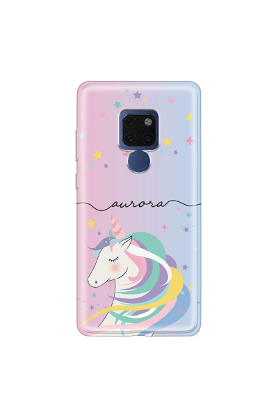 HUAWEI - Mate 20 - Soft Clear Case - Pink Unicorn Handwritten