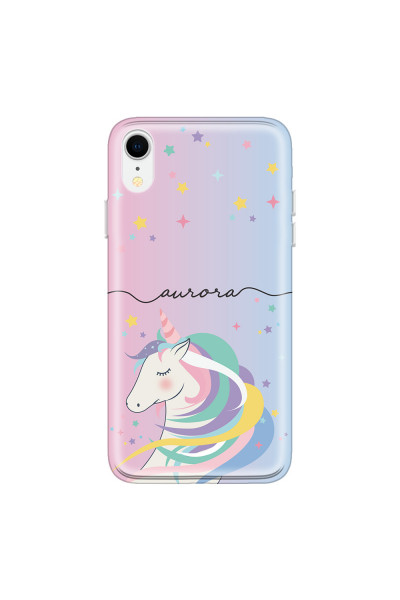 APPLE - iPhone XR - Soft Clear Case - Pink Unicorn Handwritten