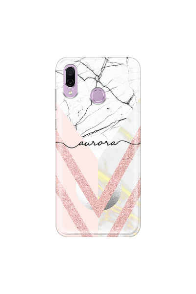 HONOR - Honor Play - Soft Clear Case - Glitter Marble Handwritten