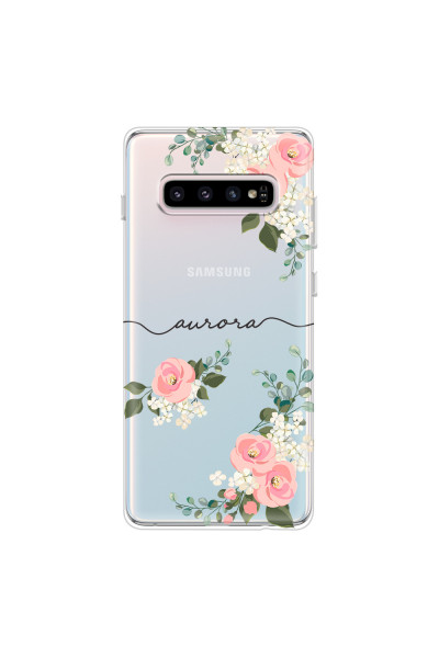 SAMSUNG - Galaxy S10 - Soft Clear Case - Pink Floral Handwritten