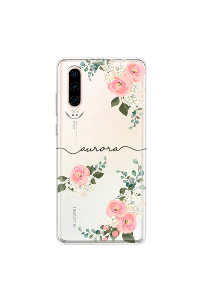 HUAWEI - P30 - Soft Clear Case - Pink Floral Handwritten