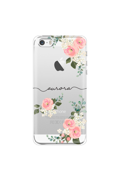 APPLE - iPhone 5S - Soft Clear Case - Pink Floral Handwritten
