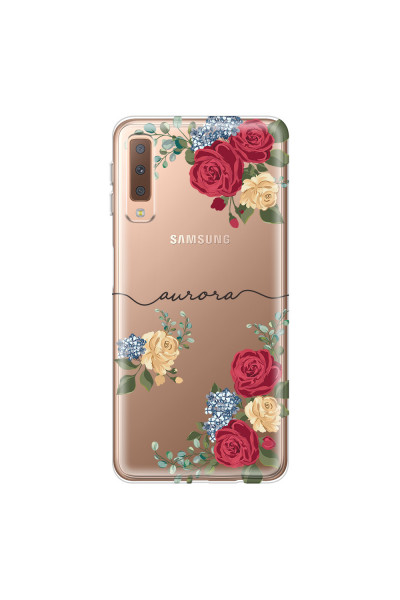 SAMSUNG - Galaxy A7 2018 - Soft Clear Case - Red Floral Handwritten