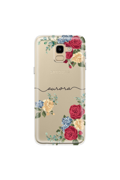SAMSUNG - Galaxy J6 - Soft Clear Case - Red Floral Handwritten
