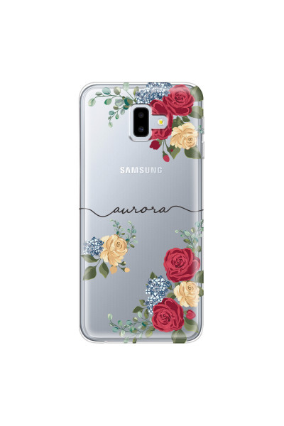SAMSUNG - Galaxy J6 Plus - Soft Clear Case - Red Floral Handwritten