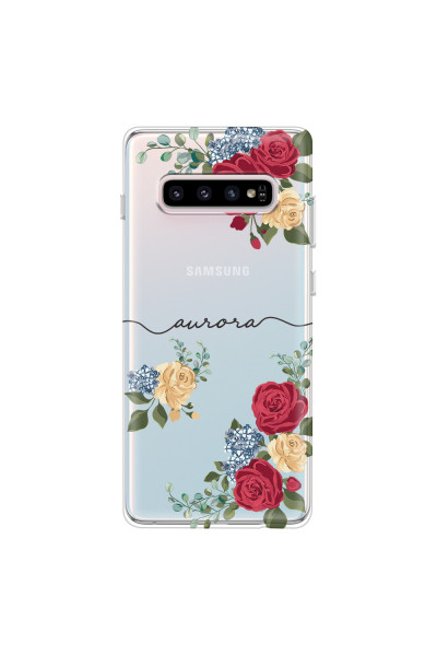 SAMSUNG - Galaxy S10 - Soft Clear Case - Red Floral Handwritten