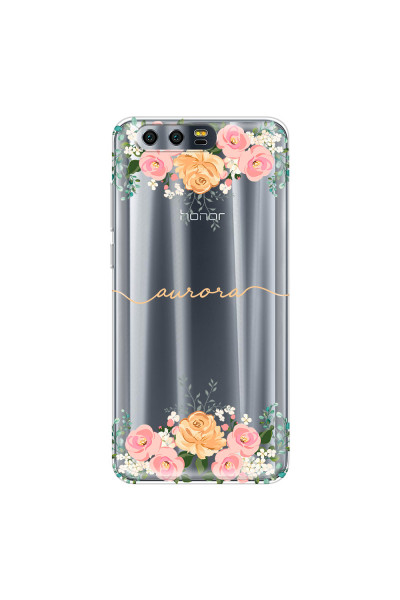HONOR - Honor 9 - Soft Clear Case - Gold Floral Handwritten