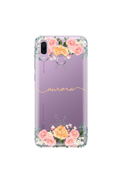 HONOR - Honor Play - Soft Clear Case - Gold Floral Handwritten