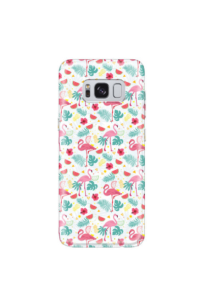 SAMSUNG - Galaxy S8 Plus - Soft Clear Case - Tropical Flamingo II