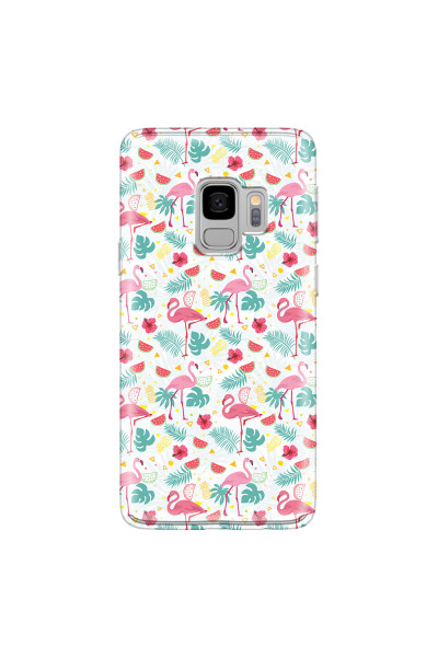 SAMSUNG - Galaxy S9 - Soft Clear Case - Tropical Flamingo II