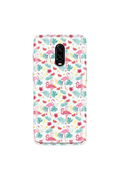 ONEPLUS - OnePlus 6T - Soft Clear Case - Tropical Flamingo II
