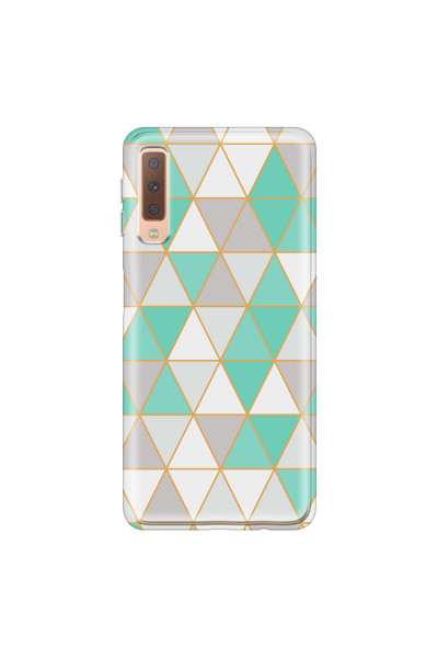 SAMSUNG - Galaxy A7 2018 - Soft Clear Case - Green Triangle Pattern