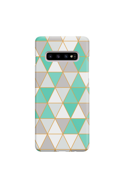 SAMSUNG - Galaxy S10 Plus - 3D Snap Case - Green Triangle Pattern