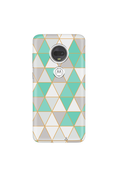 MOTOROLA by LENOVO - Moto G7 - Soft Clear Case - Green Triangle Pattern
