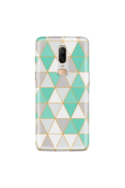 ONEPLUS - OnePlus 6 - Soft Clear Case - Green Triangle Pattern