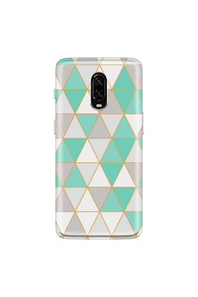 ONEPLUS - OnePlus 6T - Soft Clear Case - Green Triangle Pattern