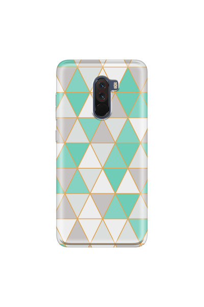 XIAOMI - Pocophone F1 - Soft Clear Case - Green Triangle Pattern