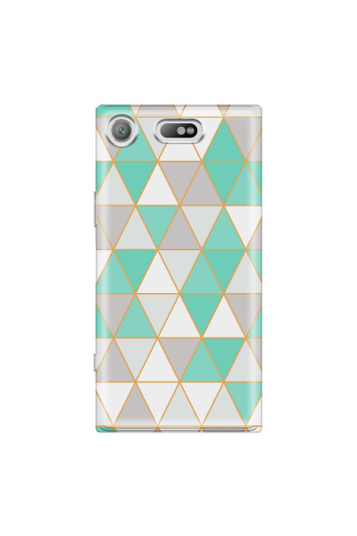 SONY - Sony XZ1 Compact - Soft Clear Case - Green Triangle Pattern