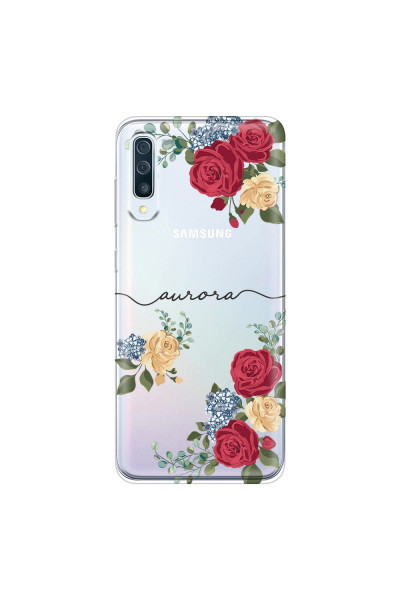 SAMSUNG - Galaxy A70 - Soft Clear Case - Red Floral Handwritten