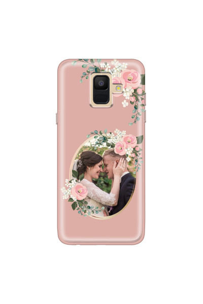 SAMSUNG - Galaxy A6 - Soft Clear Case - Pink Floral Mirror Photo