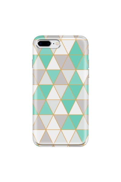 APPLE - iPhone 8 Plus - Soft Clear Case - Green Triangle Pattern