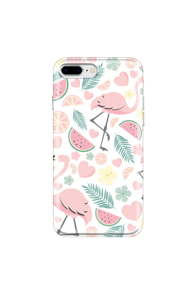 APPLE - iPhone 8 Plus - Soft Clear Case - Tropical Flamingo III