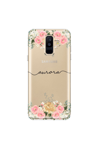 SAMSUNG - Galaxy A6 Plus - Soft Clear Case - Dark Gold Floral Handwritten