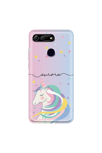 HONOR - Honor View 20 - Soft Clear Case - Pink Unicorn Handwritten